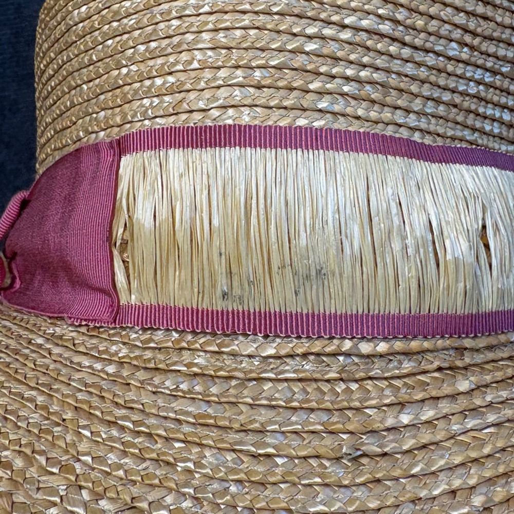 Borsalino Made in Italy Straw Fedora Hat Large Raffia Wide Brim Designer Womens - Picture 6 of 10